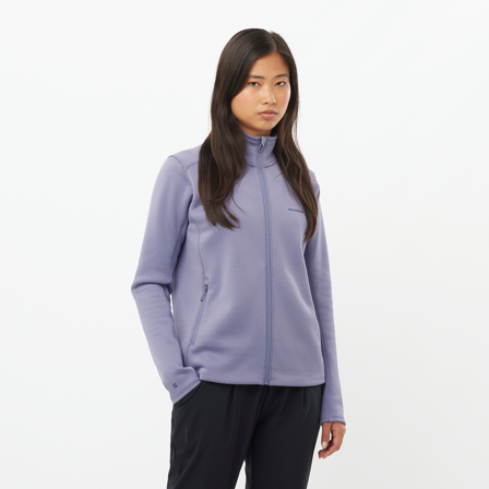 Salomon - Mellemlag Tøj Outline Warm Fleece Fz W - Blue Granite