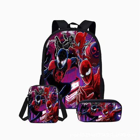 Spiderman Primary And Secondary School Theme School Bag 3-piece Set Computer Bag Messenger Bag Pencil Case