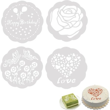 4 kpl Kakkupohjia, joissa on tyylikkäitä kukkakuvioita (15 cm)