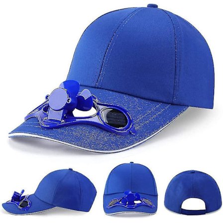 Sommar solcellsfläkt keps solskärm, solfläkt keps(Blå)