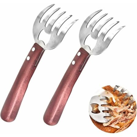 Grillklo Meat Claw, BBQ Claw Meat Divider, for Svin, Oksekjøtt, Kylling, Grill, Korketrekker 22X7.5cm 2 stk