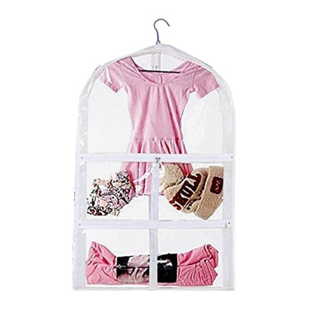 Genomskinlig reseväska med fickor och dragkedja, klädskydd för barn, PVC-dansdräkt
