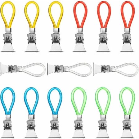 15 kpl pyyhepidikkeitä, keittiöpyyheteline, pyyheklipsi, pyyhekoukku, metallinen pyyheklipsi, pyyheklipsi keittiöpyyhenauha (5 väriä) {GKS}