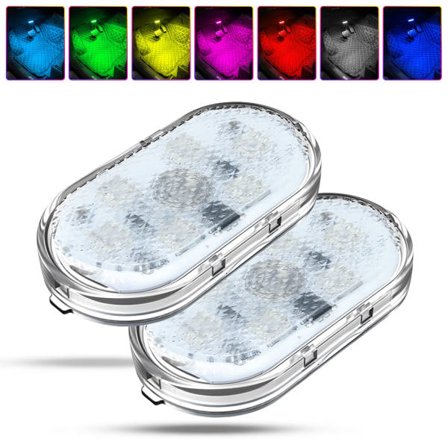 2 RGB-bils interiörlampor, touch-switch, med USB-port