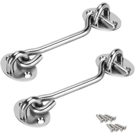 Hyttehængsel, Skuret Låseportlås Lydløs Dørlås, Rustfrit Stål Øjeskroge til Skuret Dør Garageporte (2 stk.) KLB