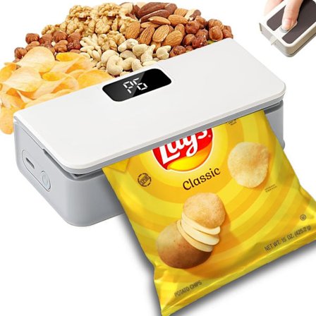 Mini Poseforsegler, Genopladelig Varmeforseglingsmaskine Chipsposeforsegler til Madopbevaring, Snacks, Mylar-poser og mere | Bærbar Poseforsegler med 