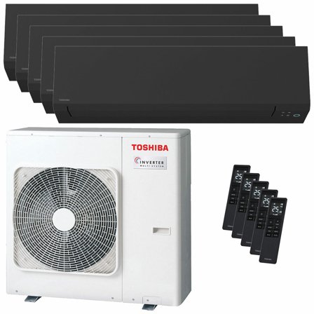 Condizionatore Toshiba SHORAI Edge Black penta split 9000+9000+9000+12000+18000 BTU inverter A++ wifi unità esterna 10 kW