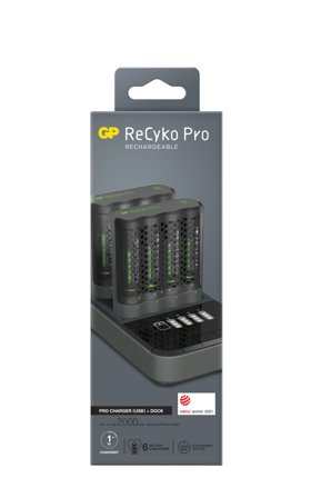 GP ReCyko Pro Battery Charger, M461 (USB), 2-pack + Dock D861, incl. 8 x AA 2000 mAh Photo Batteries
