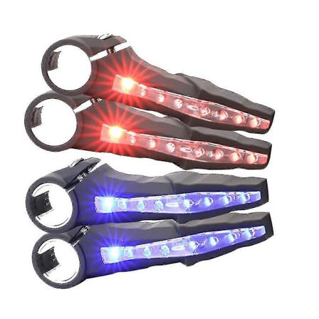 Sykkelgrep Lys, sykkelstyre LED blinklys med sykkelgrepsstopper for MTB landeveissykkel rød-blå (rød)