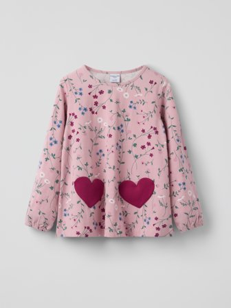 Langärmliges Oberteil geblümt - 110 - kinderbekleidung - pink - Polarn O. Pyret