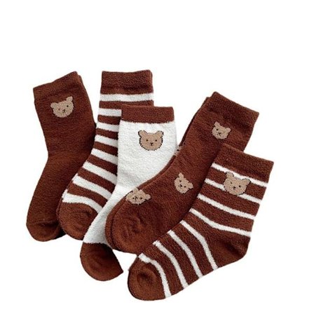 10 par bomullsstrømper for barn, brune bjørner, strømper til midten av leggen