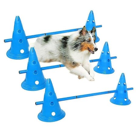Set med 3 Hund Agility Utrustning Hopp Kit Inomhus Träningshinder Koner Bana