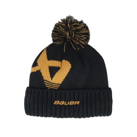 Bauer - Noir pom Bonnet - Intarsia Knit Black/Yellow Pom @ Hatstore