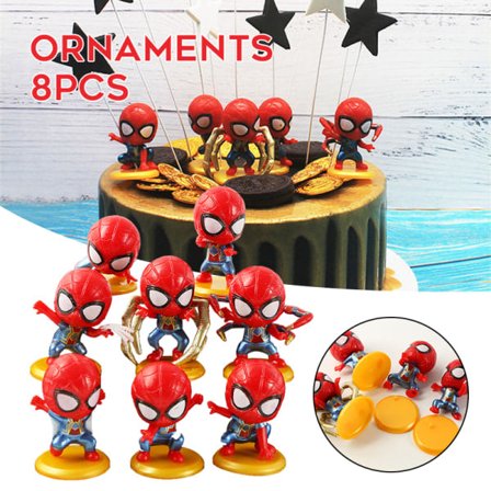 [NT] Spindelmannen Tårtdekorationer Dekorativ Prydnad för Barn Födelsedagsfest Baby Shower Tårtdekorationer 8st