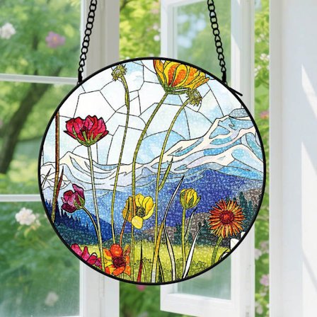 Snöiga bergsvildblommor Par Hängande Solfångare - Par Hängande Solfångare för Nygifta, för Heminredning