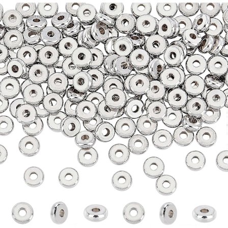 Ca. 200 stk. Skive/Flate Runde Avstandsperler 304 Rustfritt Stål Løse Perler 2mm Lite Hull Hypoallergeniske Perler for DIY Armbånd Halskjeder 