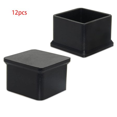 12-pack 40 x 40 mm (4,0 x 4,0 cm) svarta möbelskydd, stolsben, bord, stol, golv, fyrkantig form, slitstarkt silikon