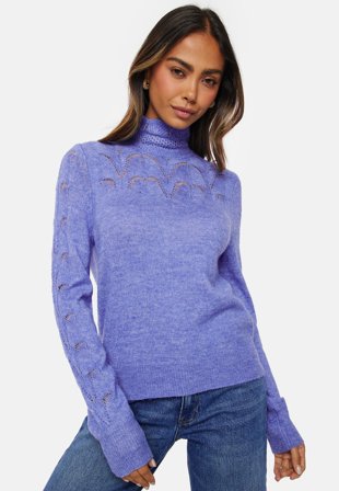 Object Collectors Item Pivi L/S High Neck Knit Pullover Persian Jewel Melang Klær