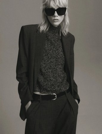 Mango Speckled Perkins-Neck Sweater - Grey - S