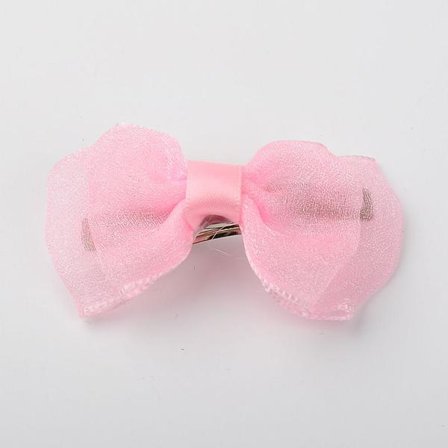 Hår Rosett i Rosa Chiffong med Fransk patent clips