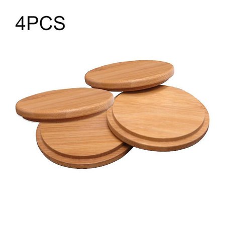4 stk Lekkasjesikre Solide Kaffekrus Drikke Bambuskoppdeksler Runde Lokk Drikkevarer