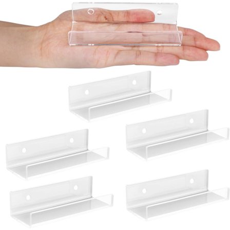 6-delt vægmonteret pladereol - 10 cm længde - akryl displaystand - CD-reol - Transparent