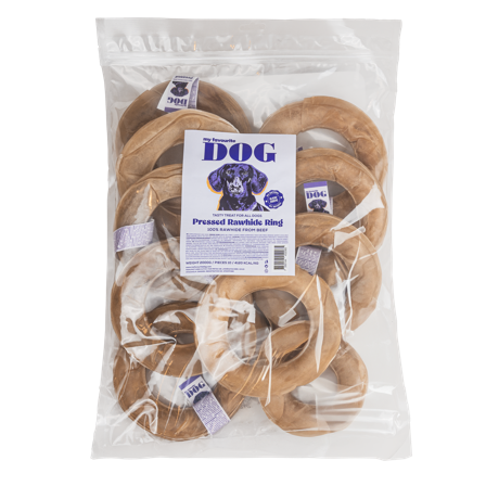 My favourite DOG - Presset ring av råskinn - naturlig 15 cm, 10-pk - Hund - Hundegodbiter & tyggebein - Tyggeringer & tyggesnacks - ZOO.no