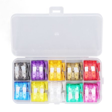 Assortert sett med 100 bilsikringer, Medium 2A-35A, 10 typer sikringsett for beskyttelse