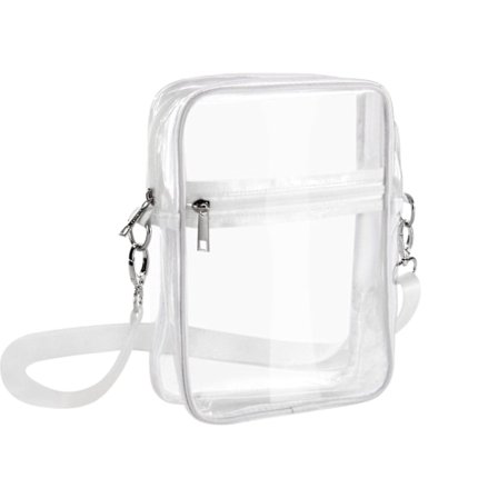 Transparent Taske Stadion Godkendt Arbejde & Forretningsrejser Unisex Transparent Crossbody Skuldertaske (23*17.5*7cm)_xx