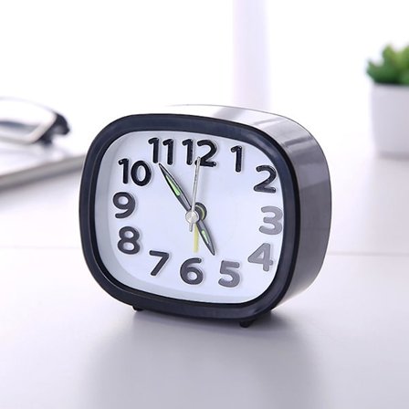 Mini Silent Alarm Clock til Hjemmet, Natbord, Dekoration, Kvadratisk Sort, Skrivebordsur