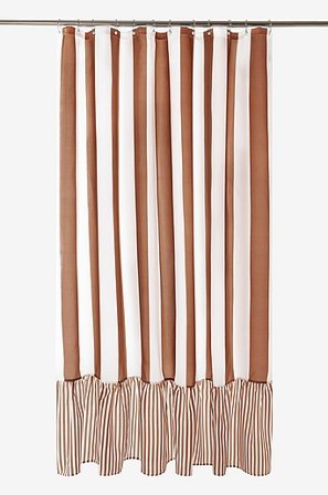 Jotex - Bruseforhæng Flæset Tobak/råhvid - ANDREA - Køb Badeforhæng hos Jotex