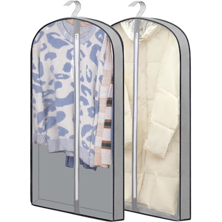 Dressposer for hengende klær 100cm, fuktsikre oppbevaringsposer for dresser, plastbeskyttelse for jakke, frakk, genser, skjorter 2-pakning