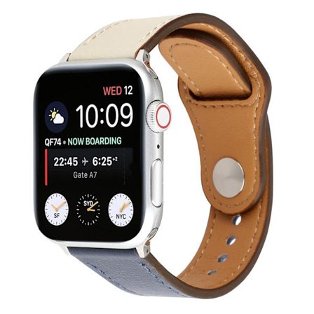 Apple Watch Series 4 40 mm klockarmband med nitspänne i äkta läder - Grå