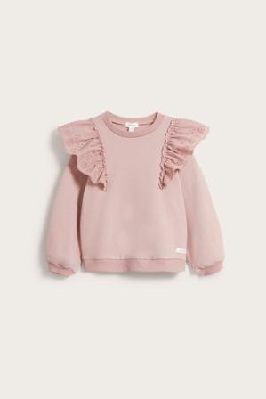 Sweatshirt med broderie anglaise | Rosa | Barn | Kappahl