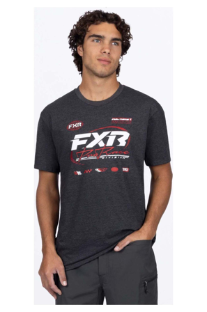 Tricou FXR Race Division Premium gri asfalt melanj/roșu M