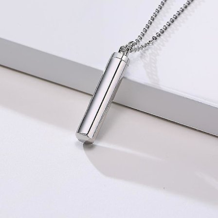 Rustfrit stål cylinder kremationsaske urne vedhæng halskæde til mænd mindesmærke smykke