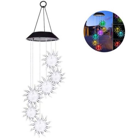 Solcells LED Mobil Vindklocka Färgförändrande Solcellslampor Solcells Mobil