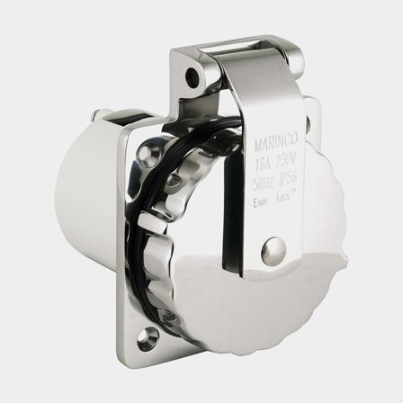 Presa di corrente da terra Marinco, 230 V, 16 A, Marinco, con Easy Lock System, acciaio inossidabile
