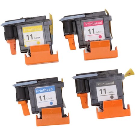 4 stk. skrivehode for HP Designjet 100, 110, 111, 500, 510, 800, 813, 850 skrivere, for HP 11 Designjet MKCY