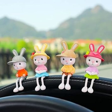 4 Stykker Kanin Bil Dashbord Dekorasjon Bil Interiør