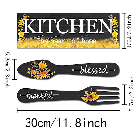 3 stk Kjøkkendekor Tre Takknemlig Takknemlig Velsignet Skilt