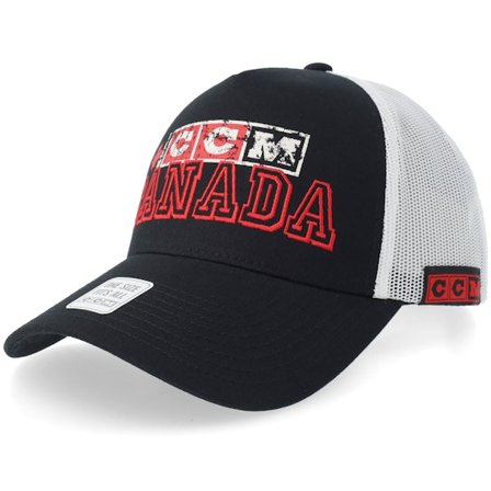 CCM - Svart trucker Caps - Canada Flag Team Meshback Black A-frame Trucker @ Hatstore