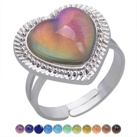 Humørringe til ringpiger børn drenge bulk kvinder - Hjerteformede justerbare kreative mode humørringe