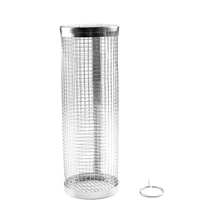 Cylindriska grillkorgar, runda grillkorgar, rullande grillkorgar, grillkorgar i rostfritt stål, grillkorgar i rostfritt stål (stora)