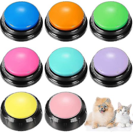 10 Farvede Stemmeoptagelsesknapper til Hunde, 30 Sekunders Optagelige Hundetale-knapper, Hundekommunikationstræning, Talende (1 stk)