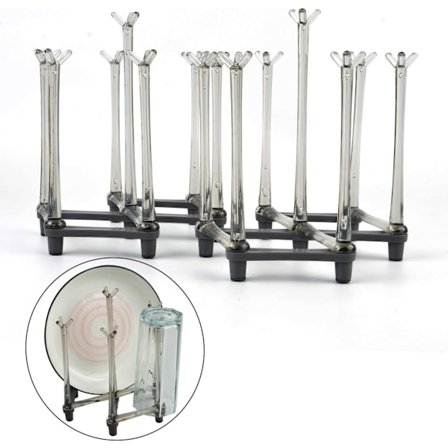 2 stk. Kop Tørrestativ Sæt, Udtrækkeligt Drikkeglas & Babyflaske Aftørringsstativ, Køkkenbordsplade Opvaskestativ, Grå