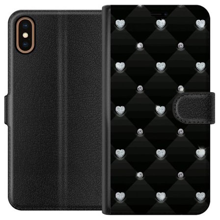 Yhteensopiva Lompakkokotelo Apple Apple iPhone XS Bling Sydän