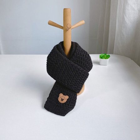 Barne skjerf strikket sjal SVART