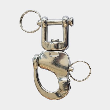 Mousqueton d'écoute NOCK Essentials, 12 mm / 12 mm, 70 mm, acier inoxydable, œil pivotant avec ouverture