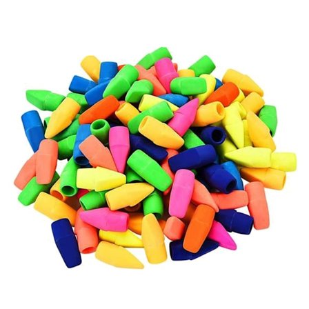 Pen/Blyant Toppers med Viskelæder, Hætteviskelæder, 100 stk.